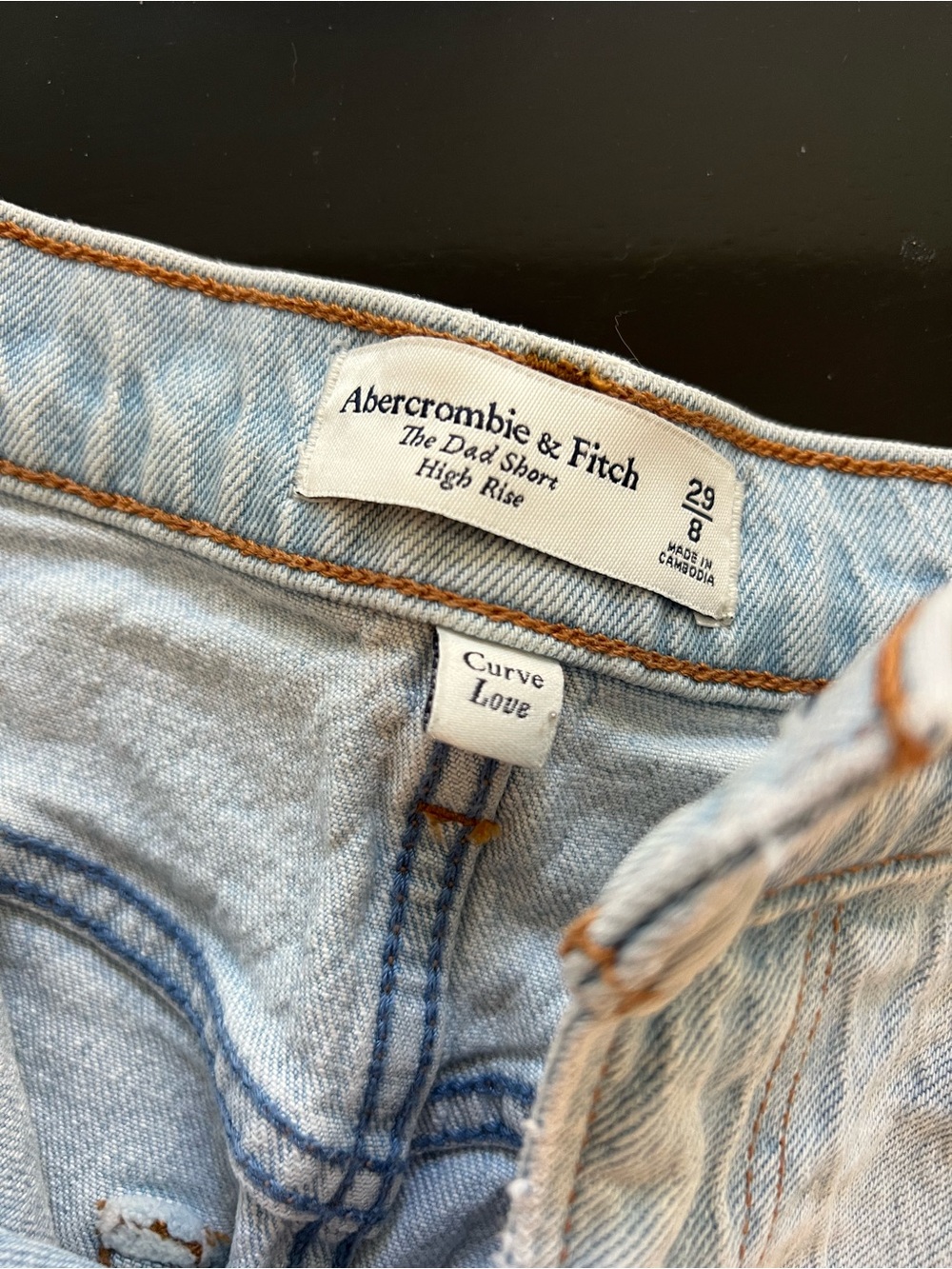 Abercrombie & Fitch The Dad Short - High Rise - Light Blue Distressed Denim - Picture 2 of 3